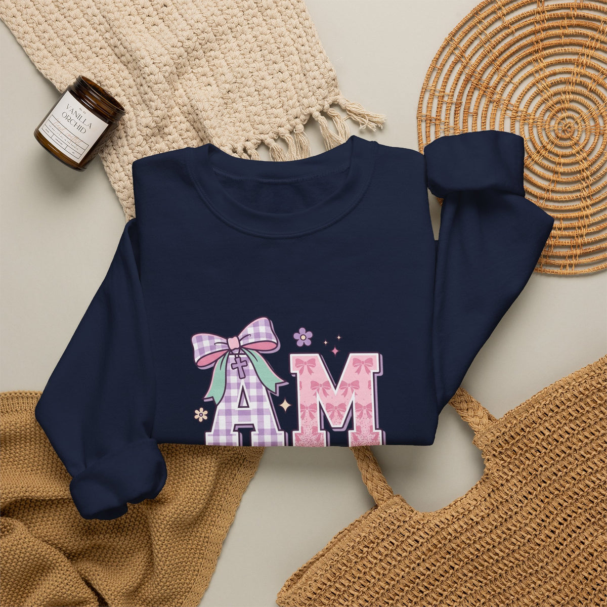 Amen Rainbow Letter Sweatshirt | Christian Faith Pastel Scripture Style
