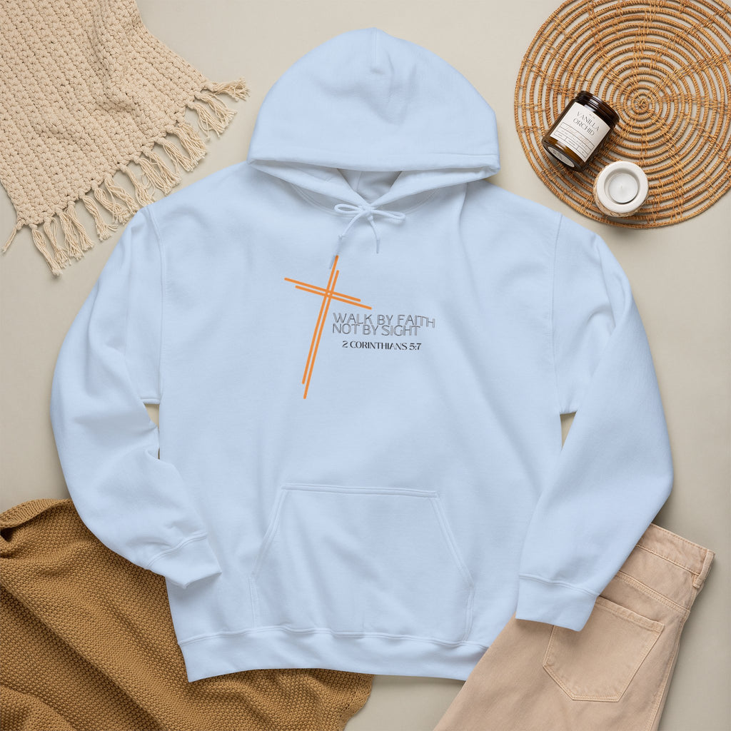 Faith Cross Hoodie - "Walk by Faith Not by Sight" Christian Pullover
