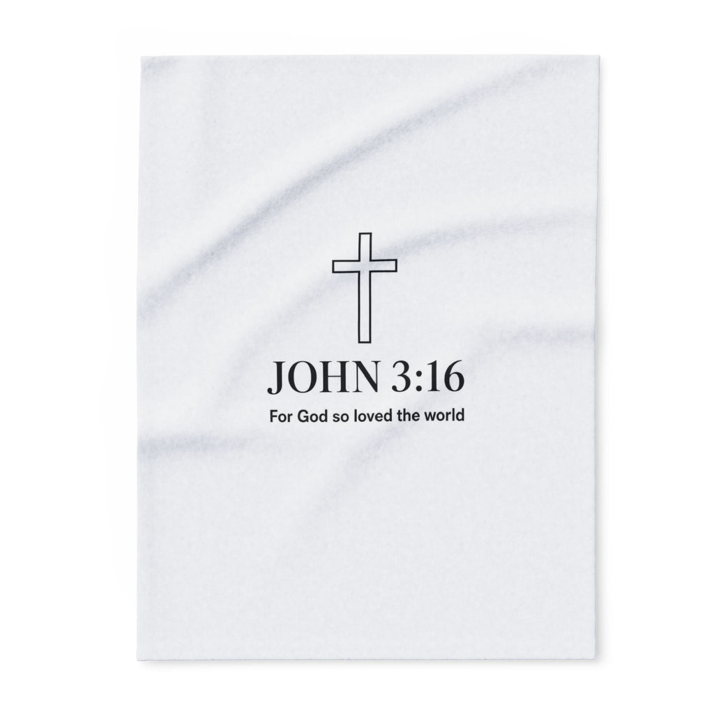 John 3:16 Christian Fleece Blanket – Cross Design, "For God so loved the world"