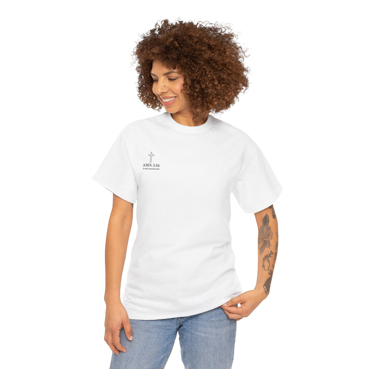 T-Shirt — Minimal John 3:16 Cross Christian Faith Tee