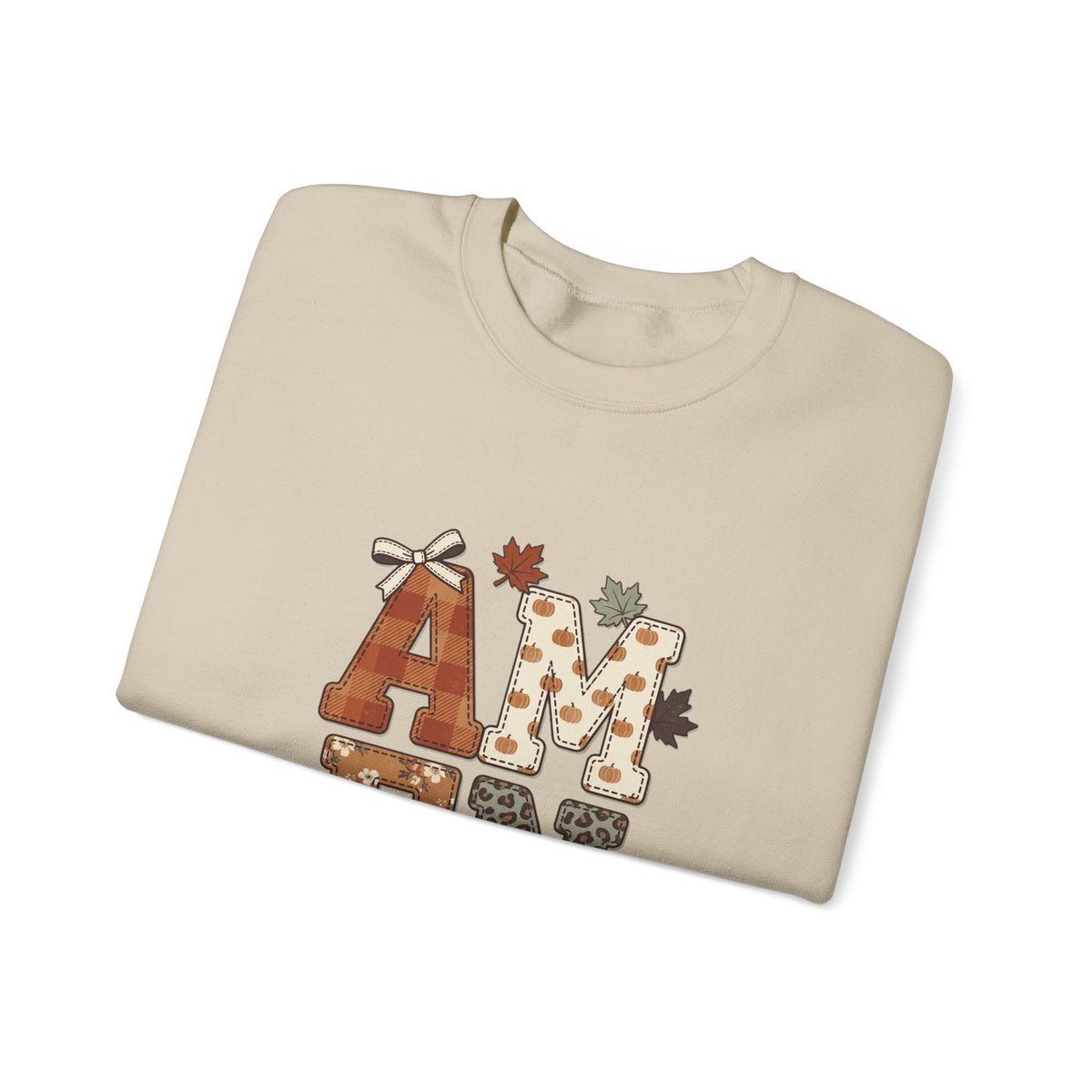 Crewneck Sweatshirt — "Amen So Be It" Fall Leaves Graphic