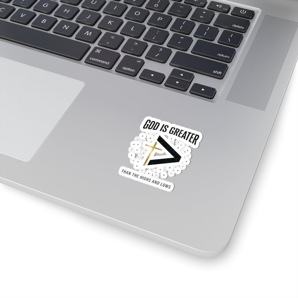 God Is Greater Cross Sticker | Christian Faith Sticker, Scripture Decal