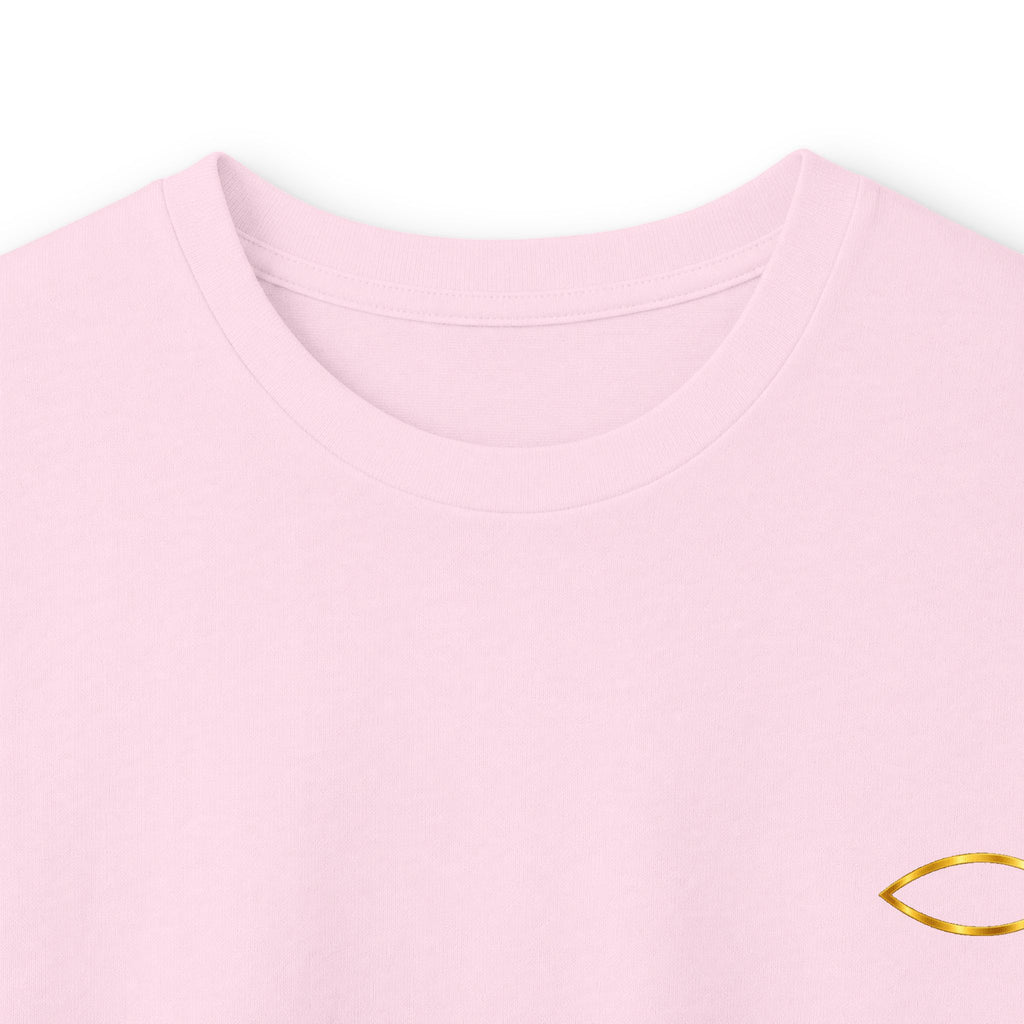 Christian Fish Long Sleeve Tee — Small Gold Ichthys Chest Logo