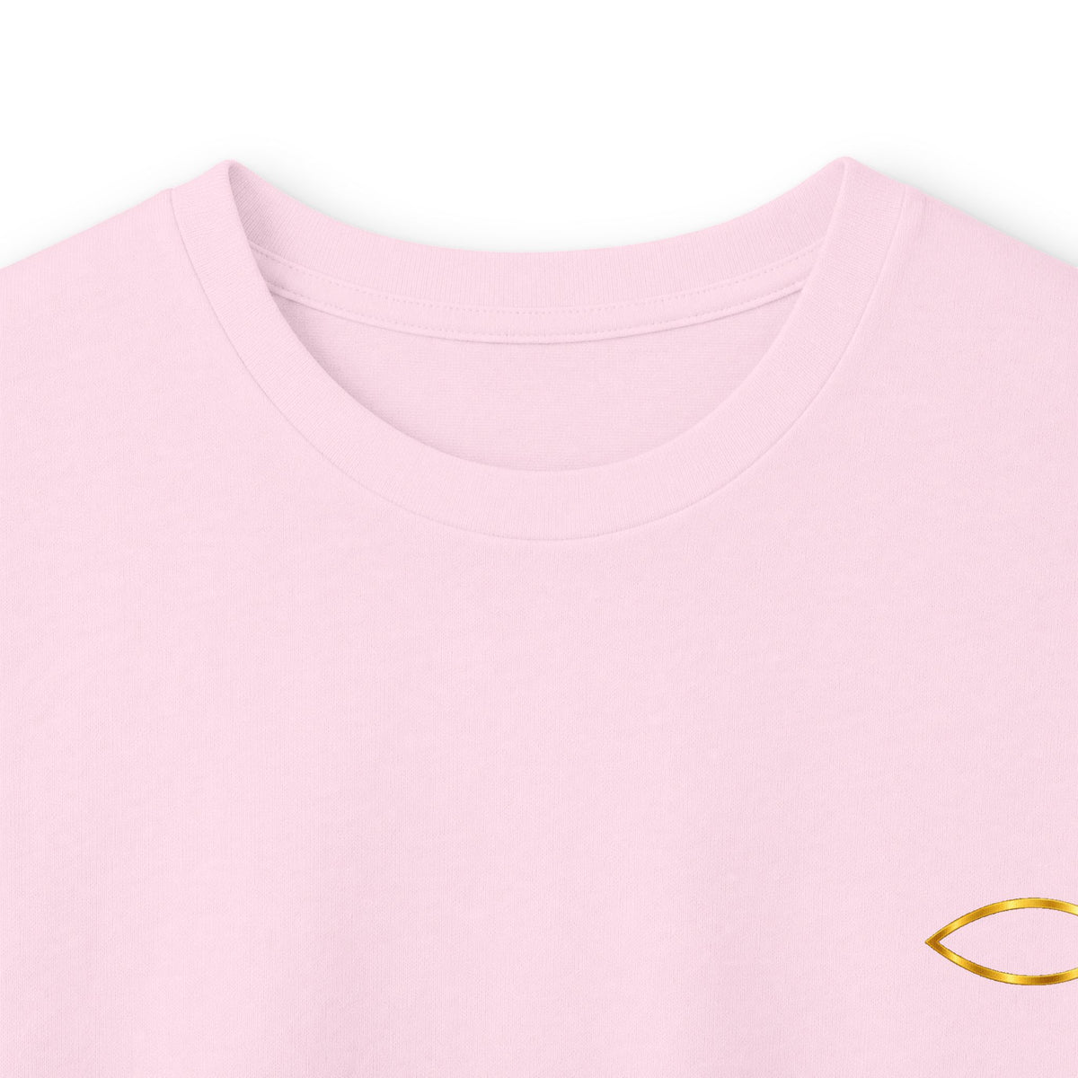 Christian Fish Long Sleeve Tee — Small Gold Ichthys Chest Logo