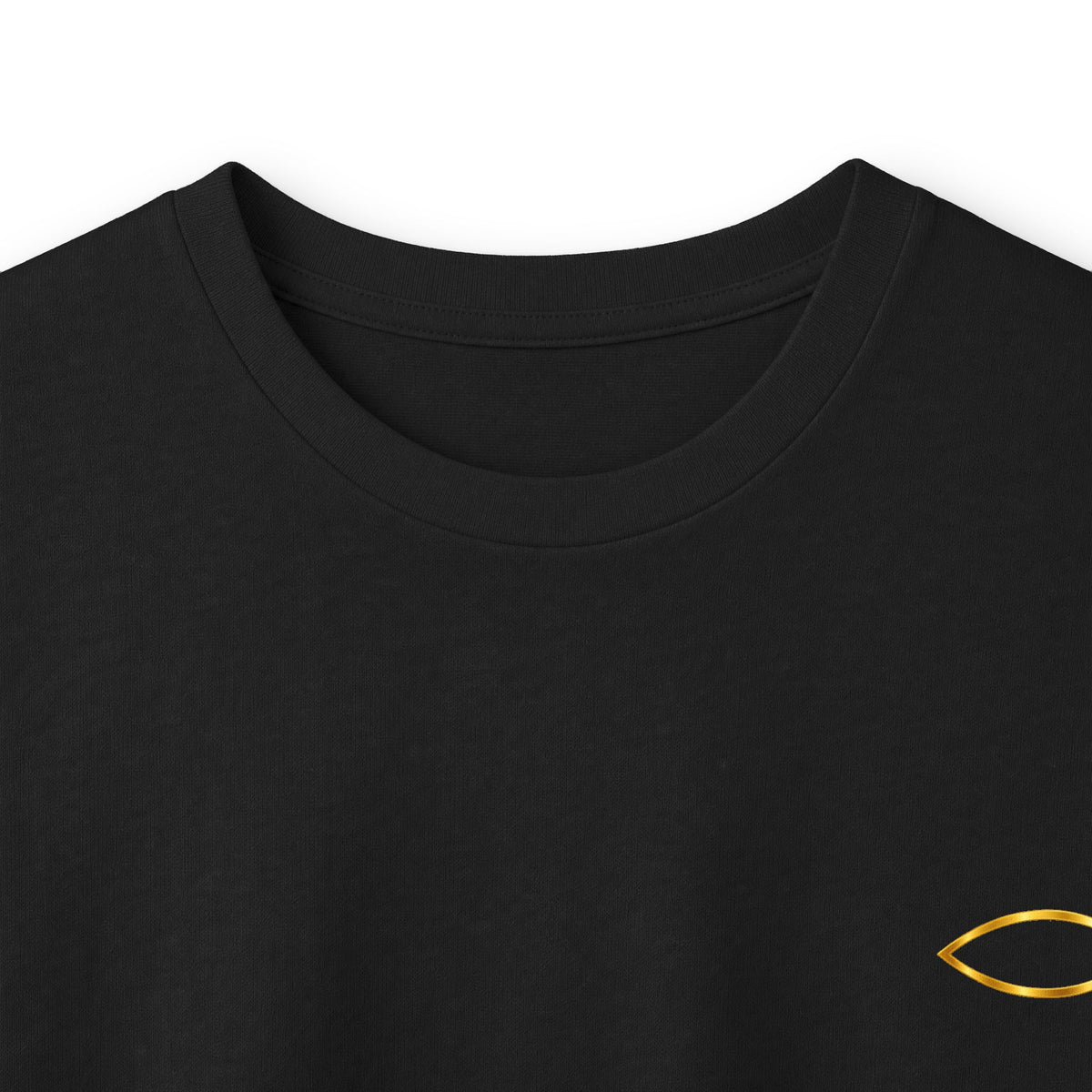 Christian Fish Long Sleeve Tee — Small Gold Ichthys Chest Logo