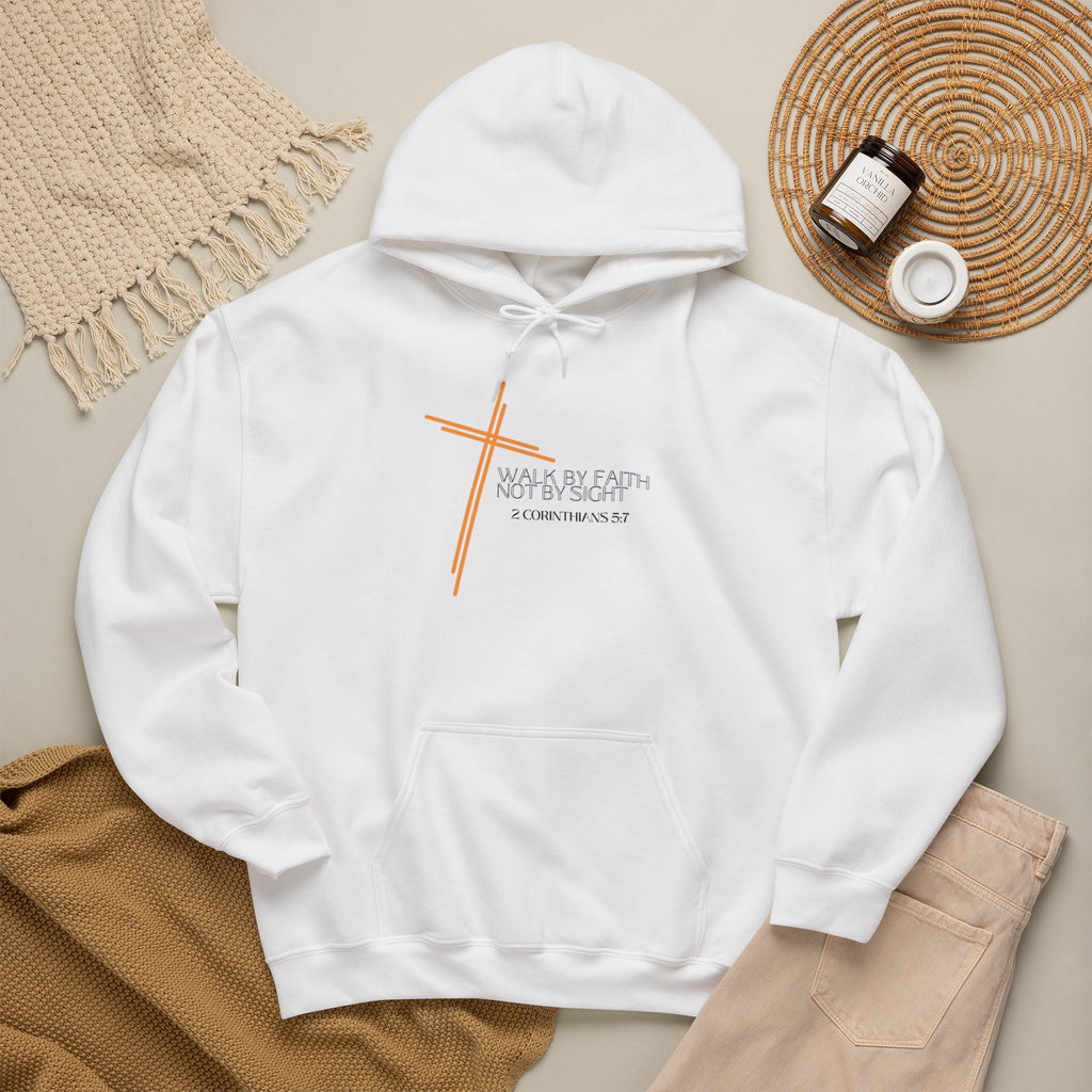 Faith Cross Hoodie - "Walk by Faith Not by Sight" Christian Pullover