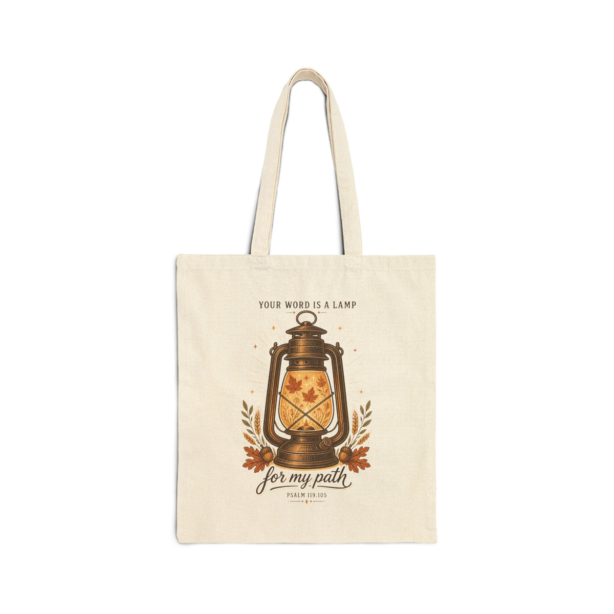 Tote Bag — "Your Word Is a Lamp for My Path" Lantern Canvas Tote (Inspirational Christian Gift)