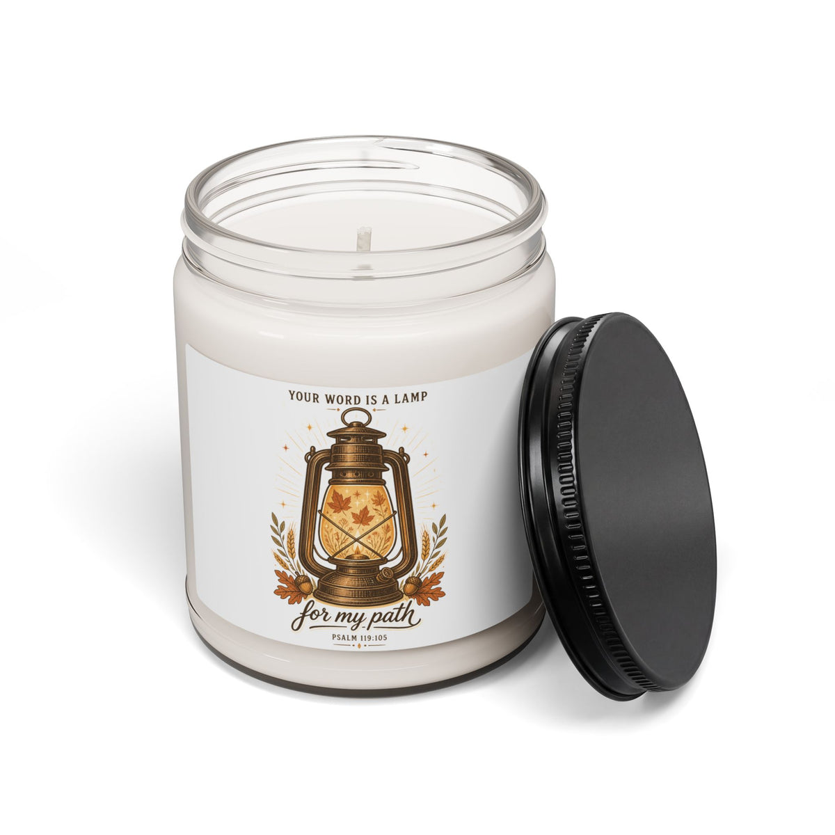 Lantern Soy Candle – "Your Word is a Lamp for My Path" 9oz (Christian Inspirational)