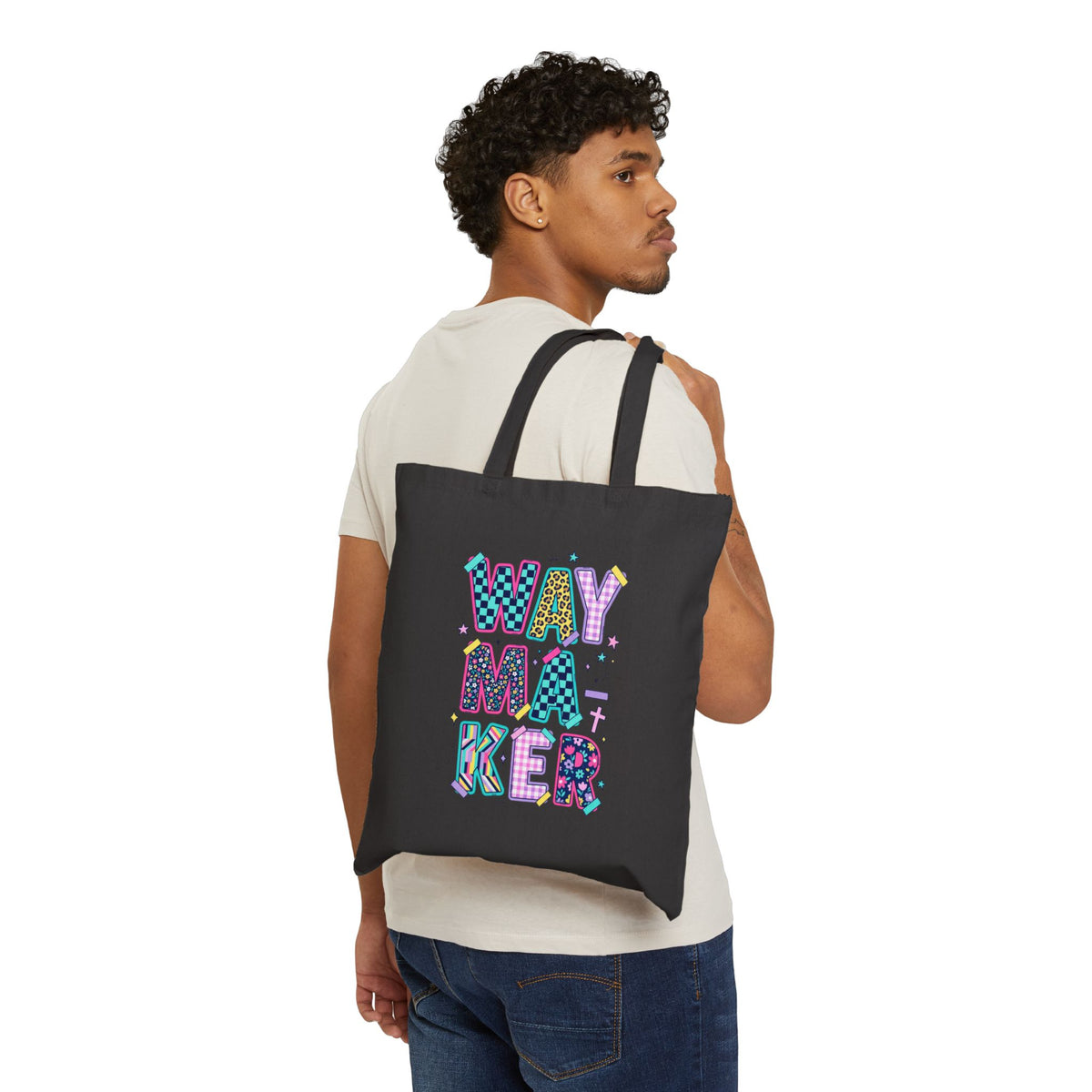 Waymaker Colorful Graphic Tote Bag — Inspirational Bible Verse Gift Tote
