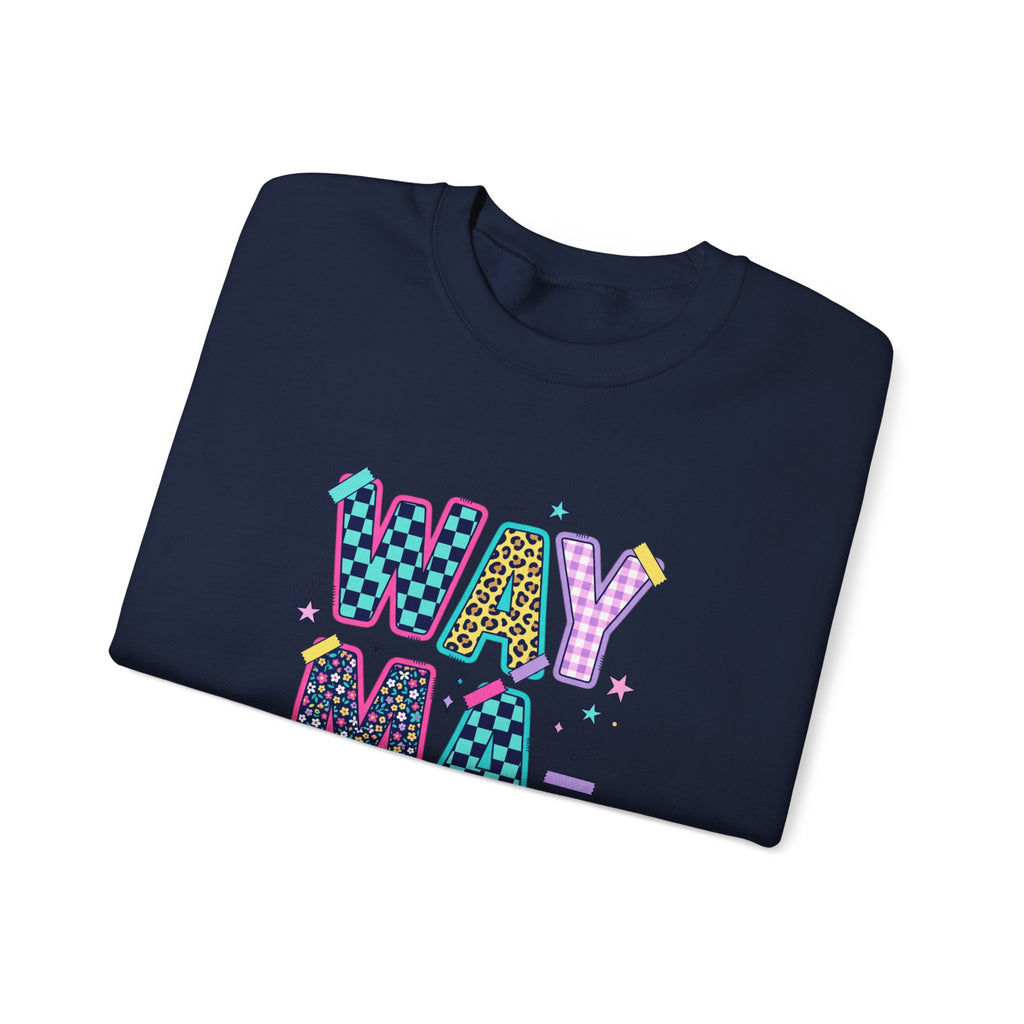Waymaker Crewneck Sweatshirt — Colorful Retro Graphic "WAYMAKER" Pullover
