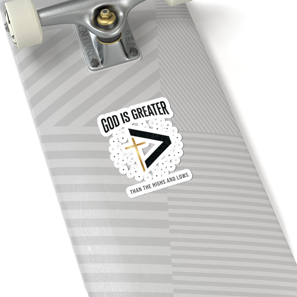 God Is Greater Cross Sticker | Christian Faith Sticker, Scripture Decal