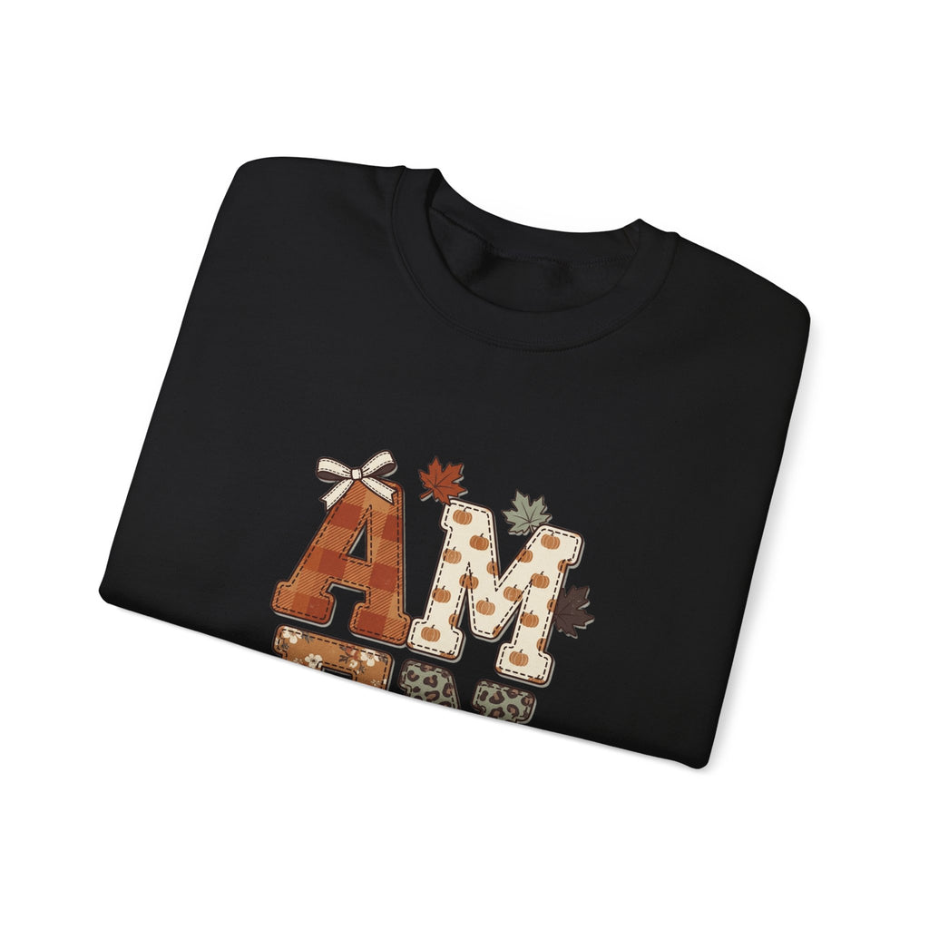 Crewneck Sweatshirt — "Amen So Be It" Fall Leaves Graphic