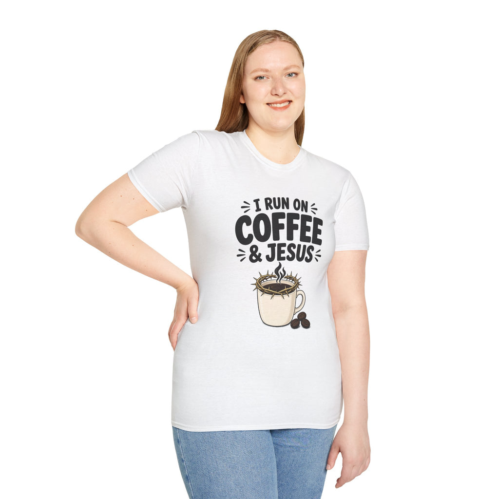 Coffee & Jesus T‑Shirt — "I Run on Coffee & Jesus" Christian Faith Shirt