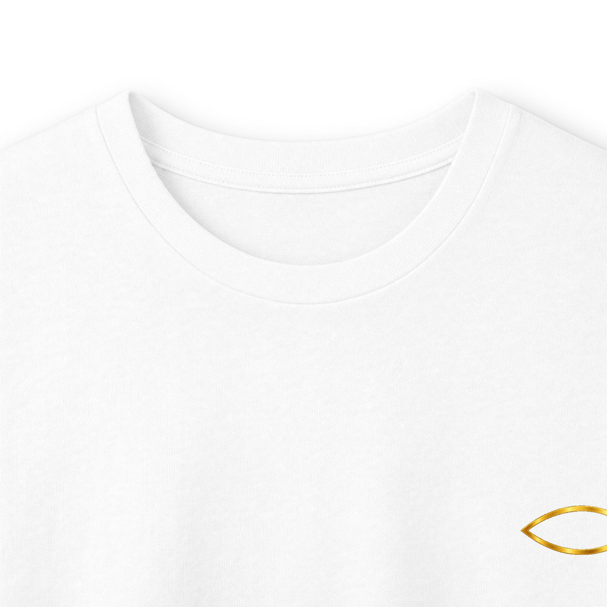 Christian Fish Long Sleeve Tee — Small Gold Ichthys Chest Logo