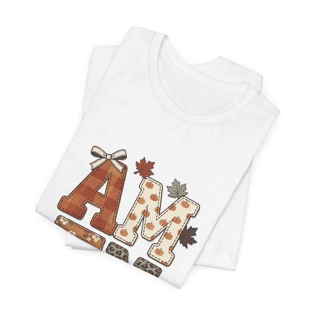 Amen Fall Graphic Tee — "AMEN So Be It" Autumn Leaves Shirt