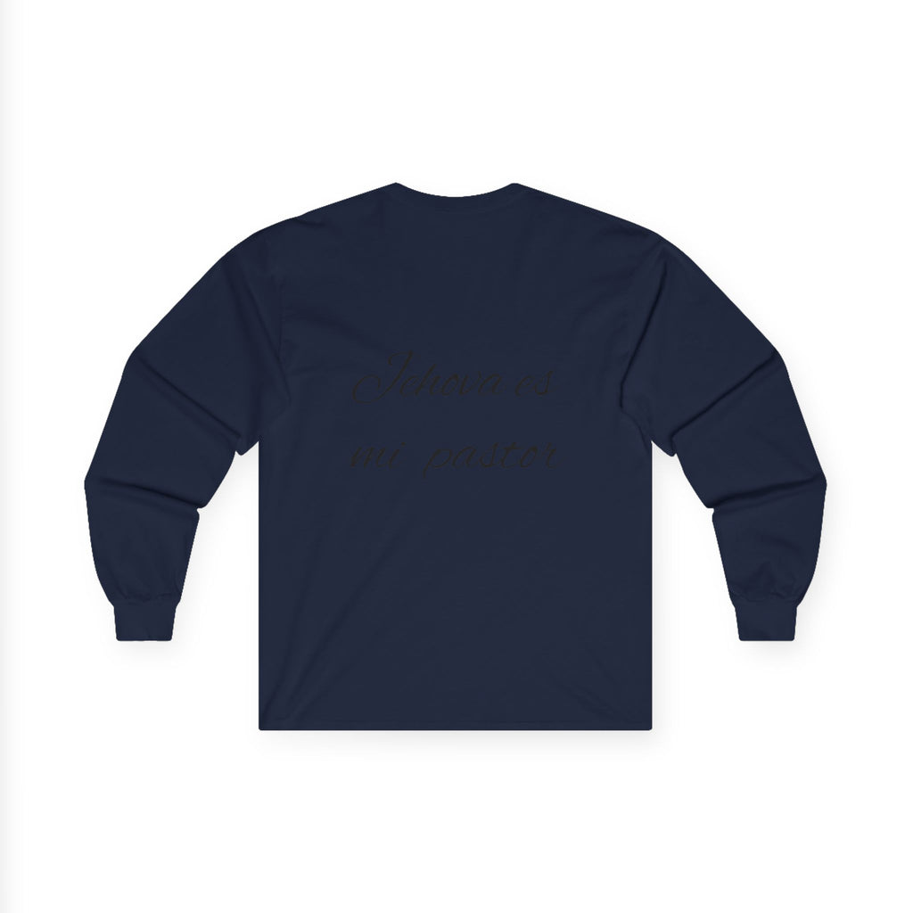 Christian Fish Long Sleeve Tee — Small Gold Ichthys Chest Logo