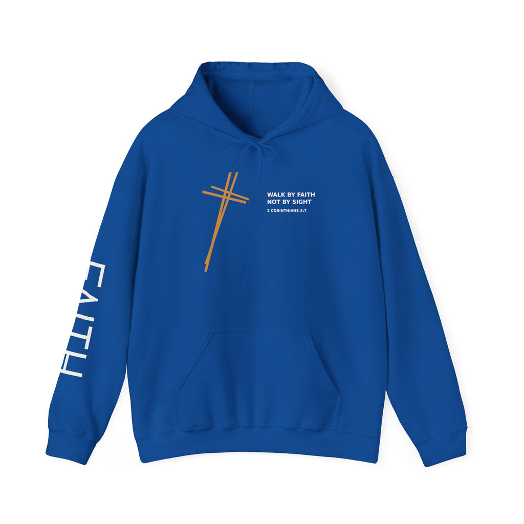 Christian Faith Hoodie — "Walk by Faith Not by Sight" Cross Pullover