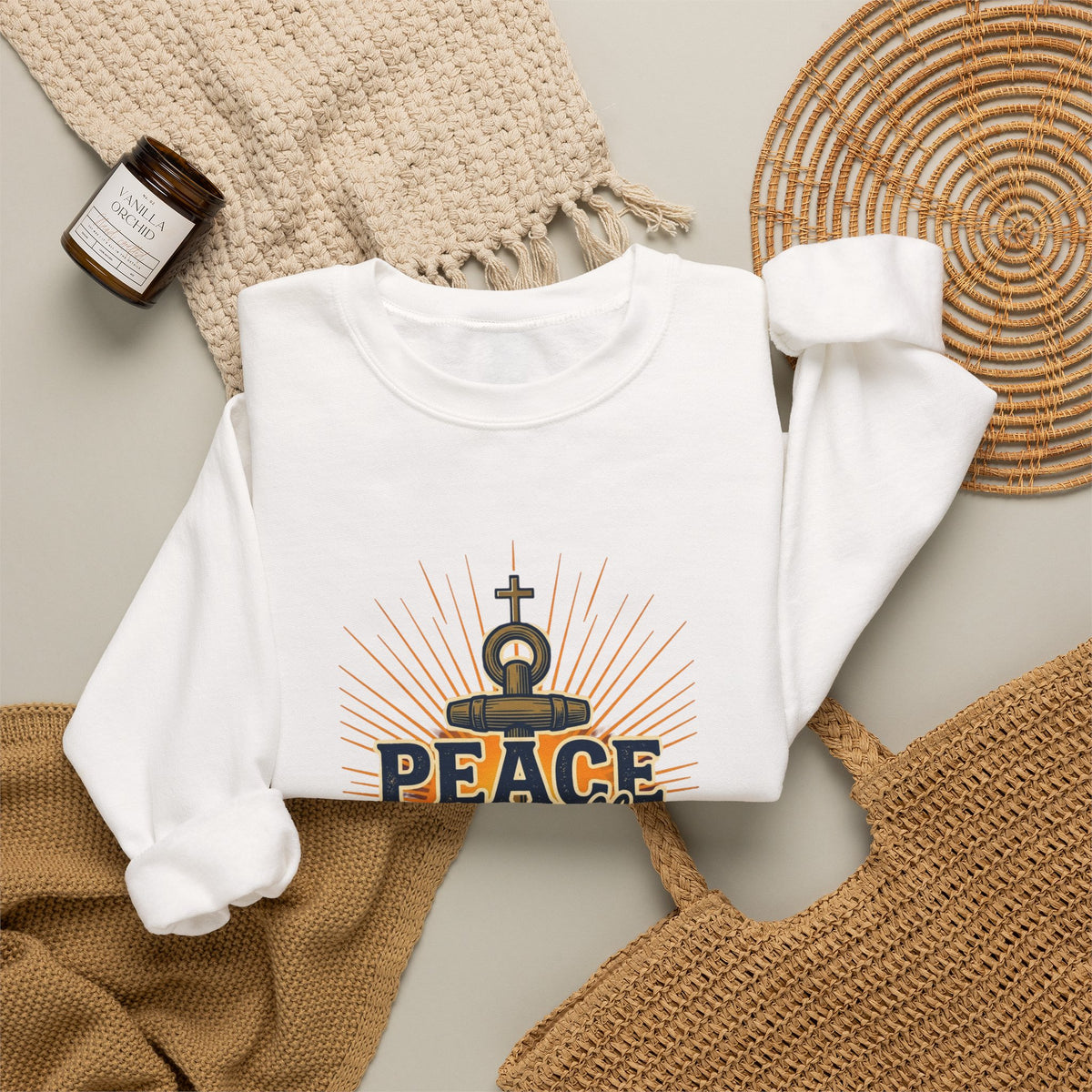 Peace Be Still Anchor Sweatshirt – Mark 4:39 Christian Crewneck