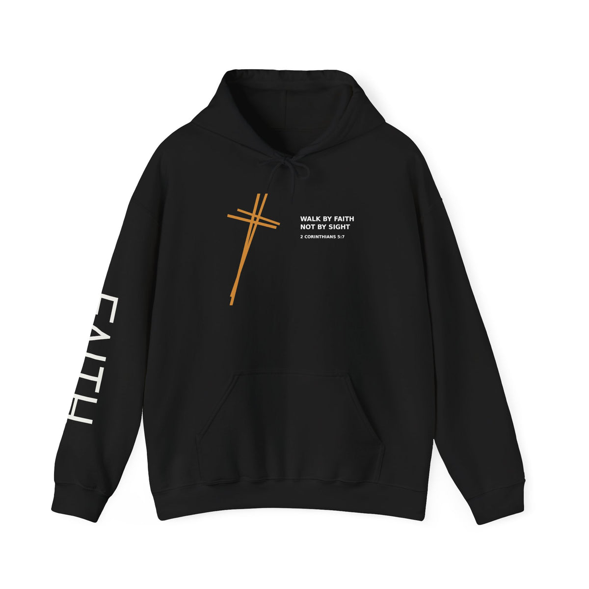Christian Faith Hoodie — "Walk by Faith Not by Sight" Cross Pullover