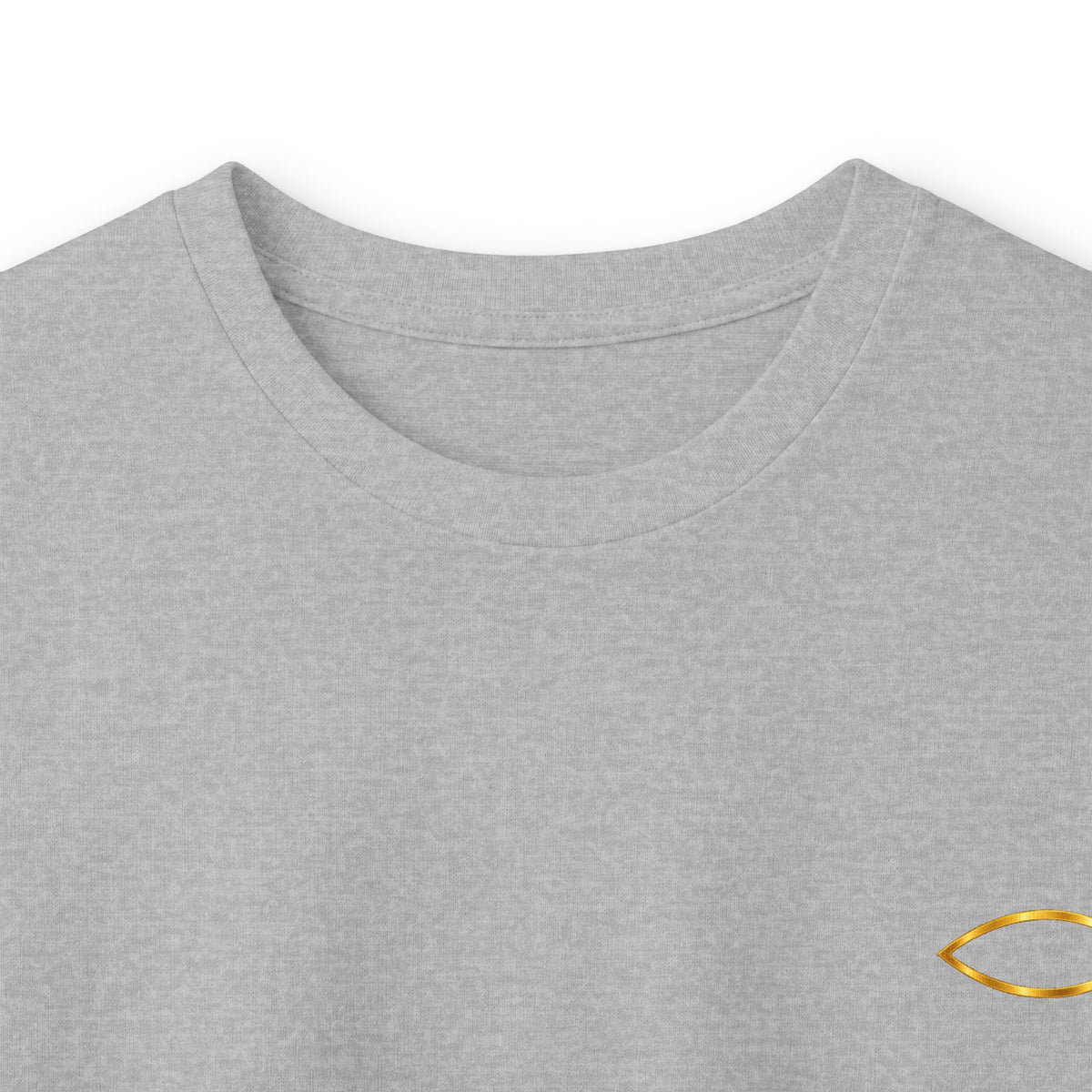 Christian Fish Long Sleeve Tee — Small Gold Ichthys Chest Logo