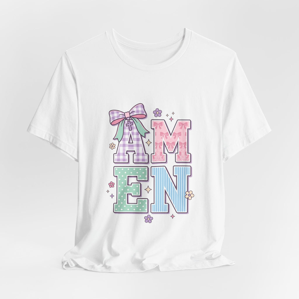 AMEN pastel rainbow scripture tee | Christian faith shirt