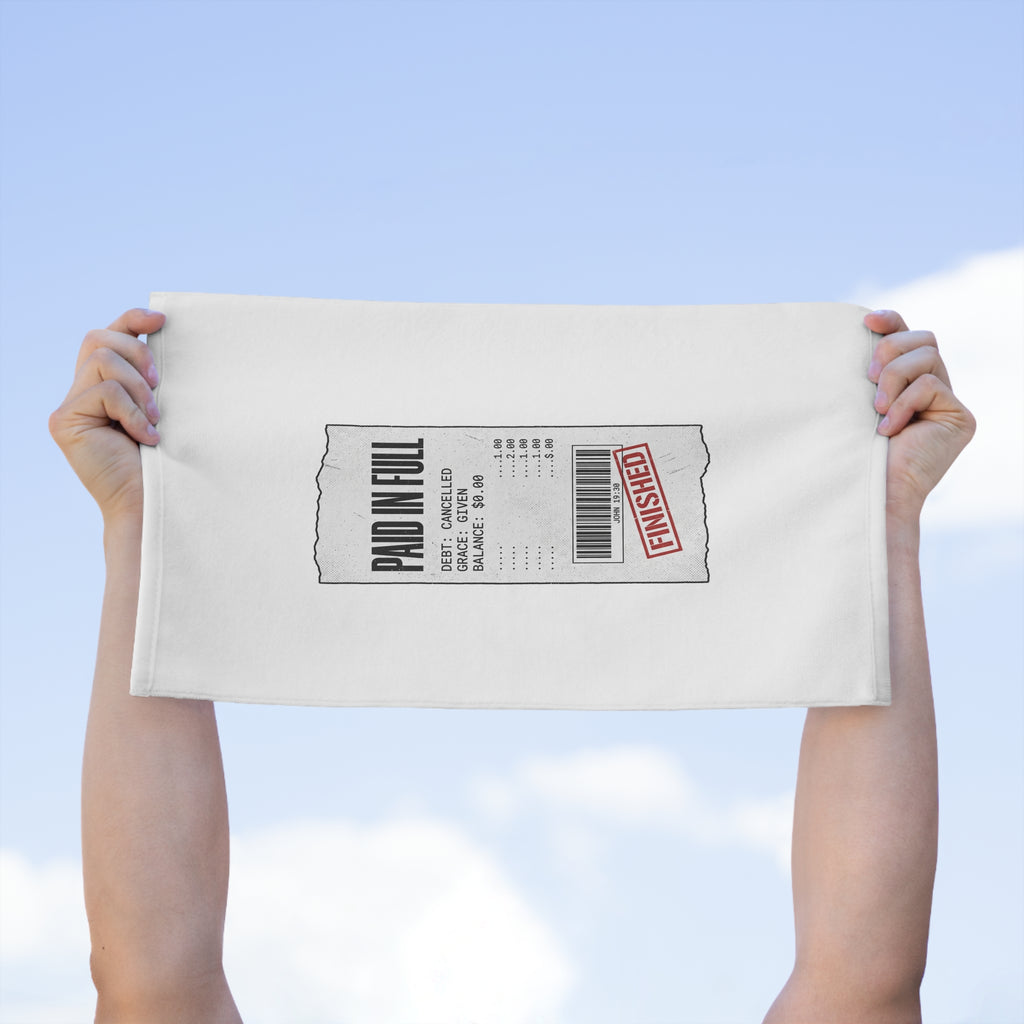 Finished Receipt Rally Towel – "Paid In Full" 11x18 gym towel