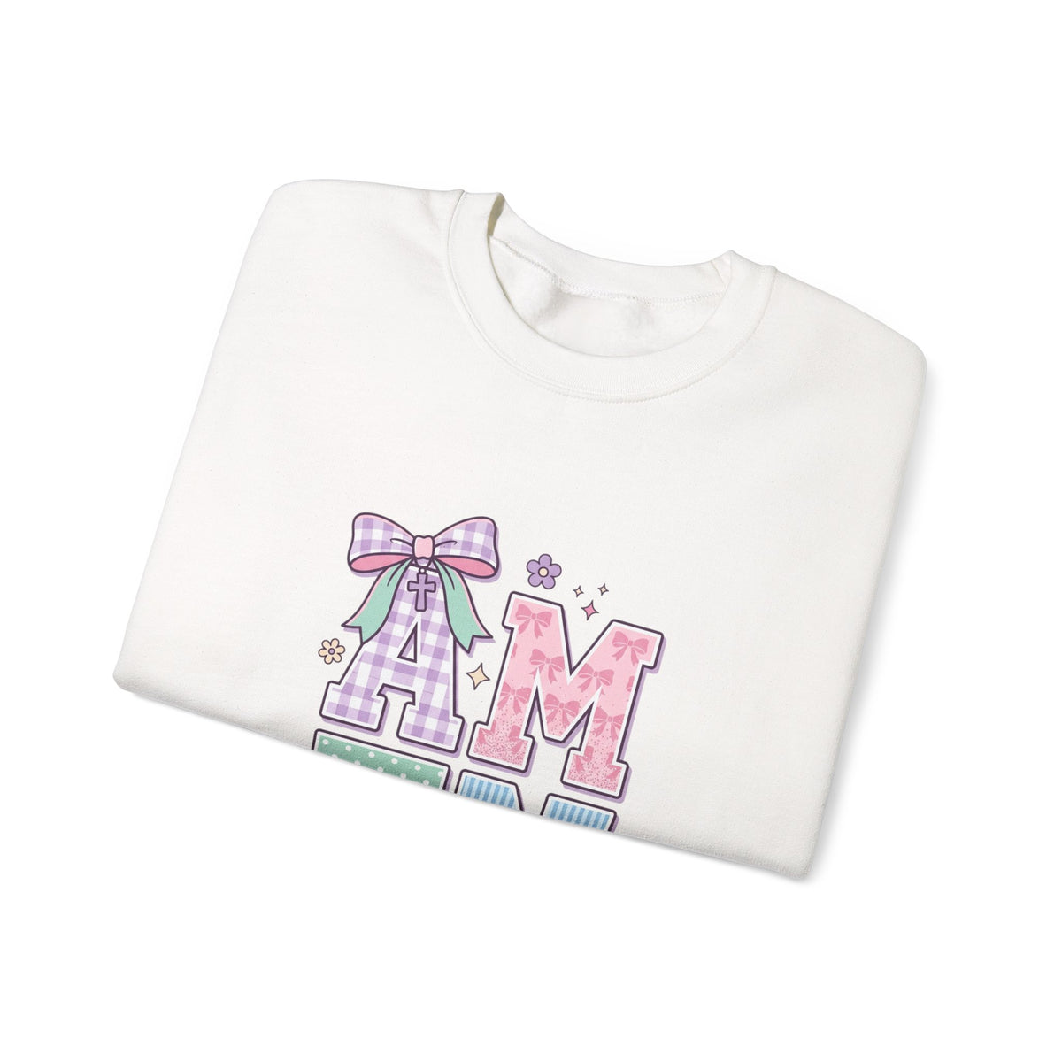 Amen Rainbow Letter Sweatshirt | Christian Faith Pastel Scripture Style
