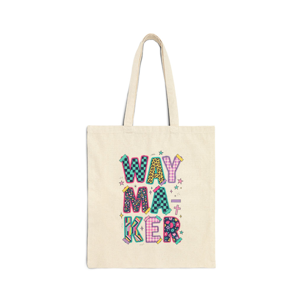 Waymaker Colorful Graphic Tote Bag — Inspirational Bible Verse Gift Tote