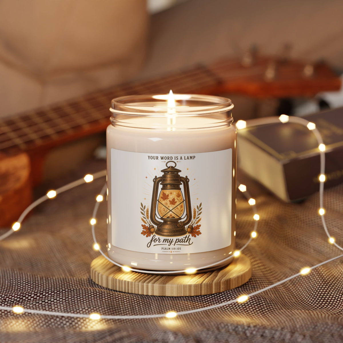 Lantern Soy Candle – "Your Word is a Lamp for My Path" 9oz (Christian Inspirational)