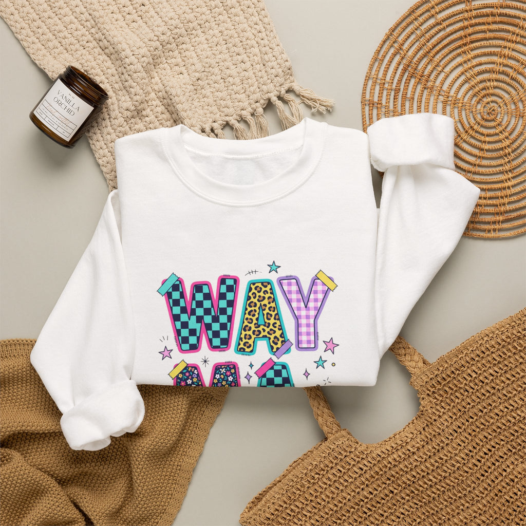 Waymaker Crewneck Sweatshirt — Colorful Retro Graphic "WAYMAKER" Pullover